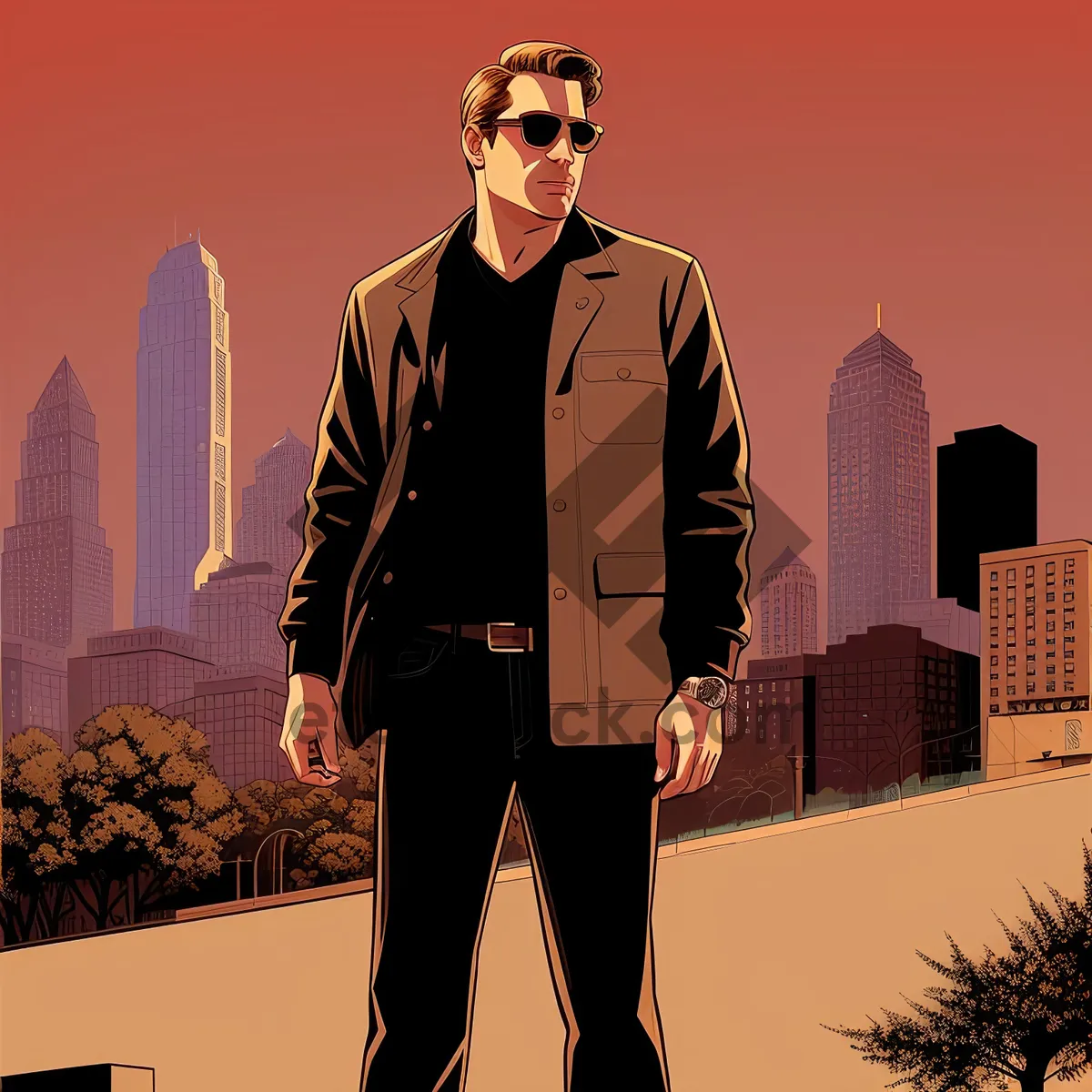 Picture of Silhouette of a Successful Businessman Leading a Corporate Crowd