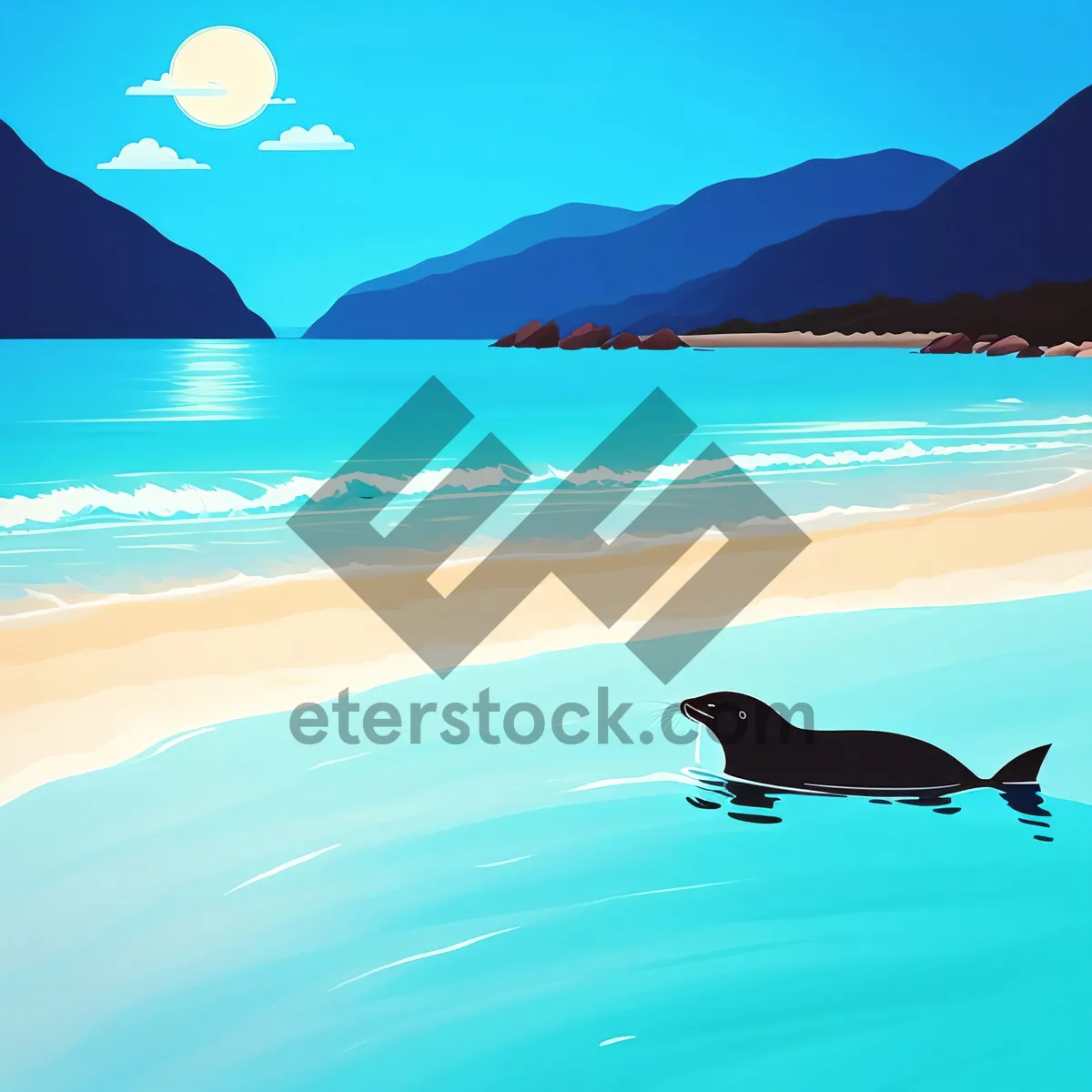 Picture of Serene Beachscape: Majestic Turquoise Waters and Sun-kissed Sands
