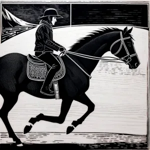 Silhouette of Man on Horse with Sword