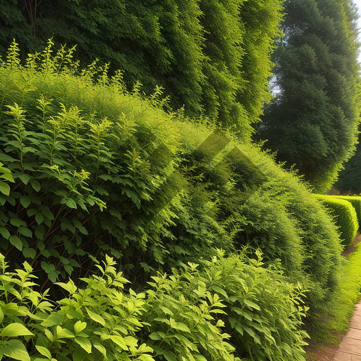 Picture of Vibrant Spring Landscape with Asparagus Fern and Woody Plants