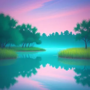 Serene Sunlit Reflection on Lake