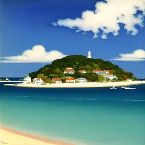 Travel paradise: tropical island beach vacation scenery.
