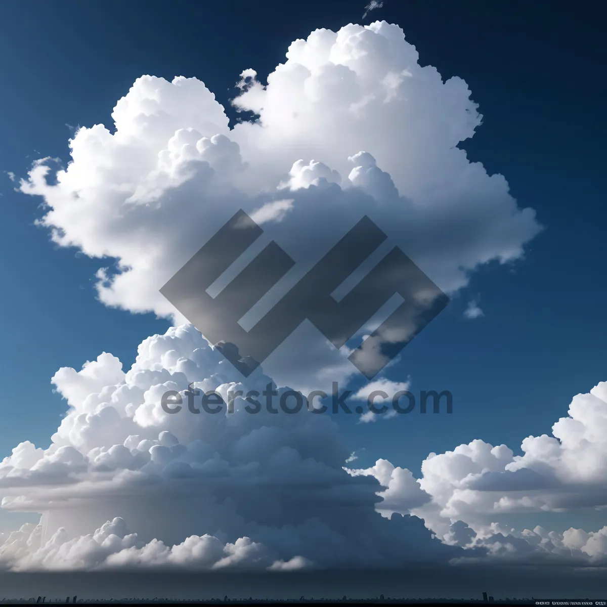 Picture of Vibrant Summer Sky with Fluffy Clouds