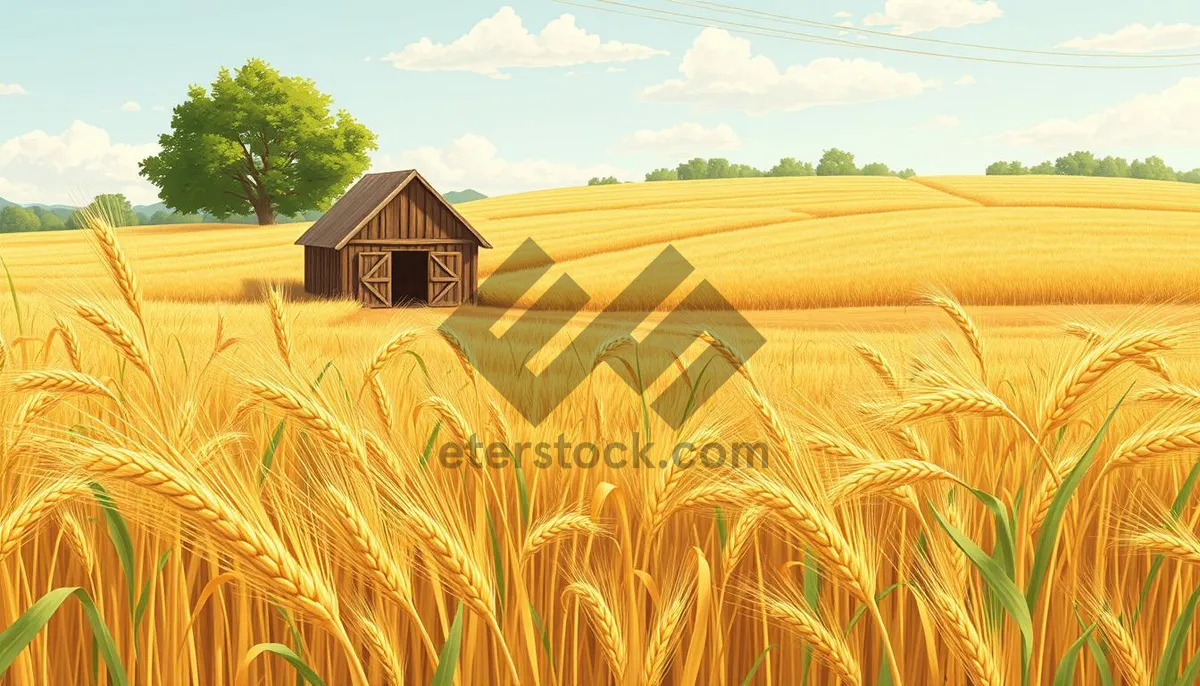 Picture of Golden Wheat Field Under Summer Sky