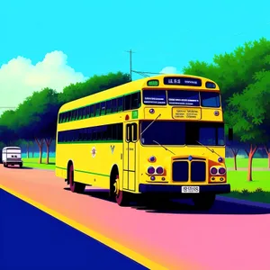 Vibrant School Bus on Highway