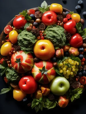 Fresh, colorful assortment of vegetables and fruits