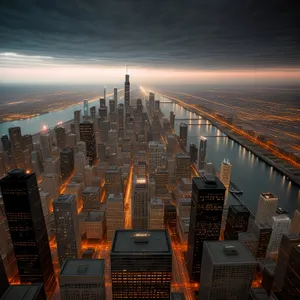 Stunning Urban Skyline Illuminated by Sunset