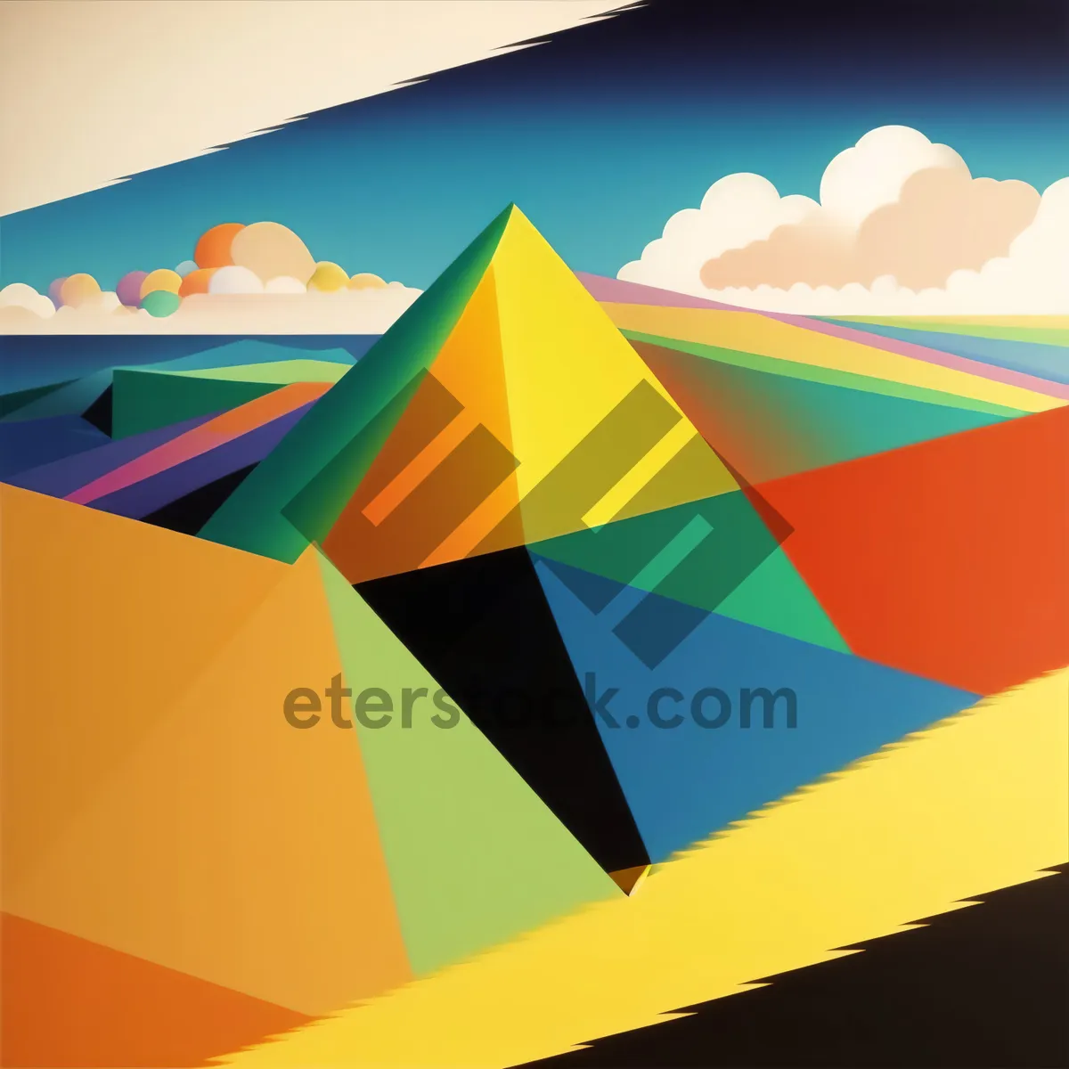 Picture of Abstract Geometric Pyramid Wallpaper