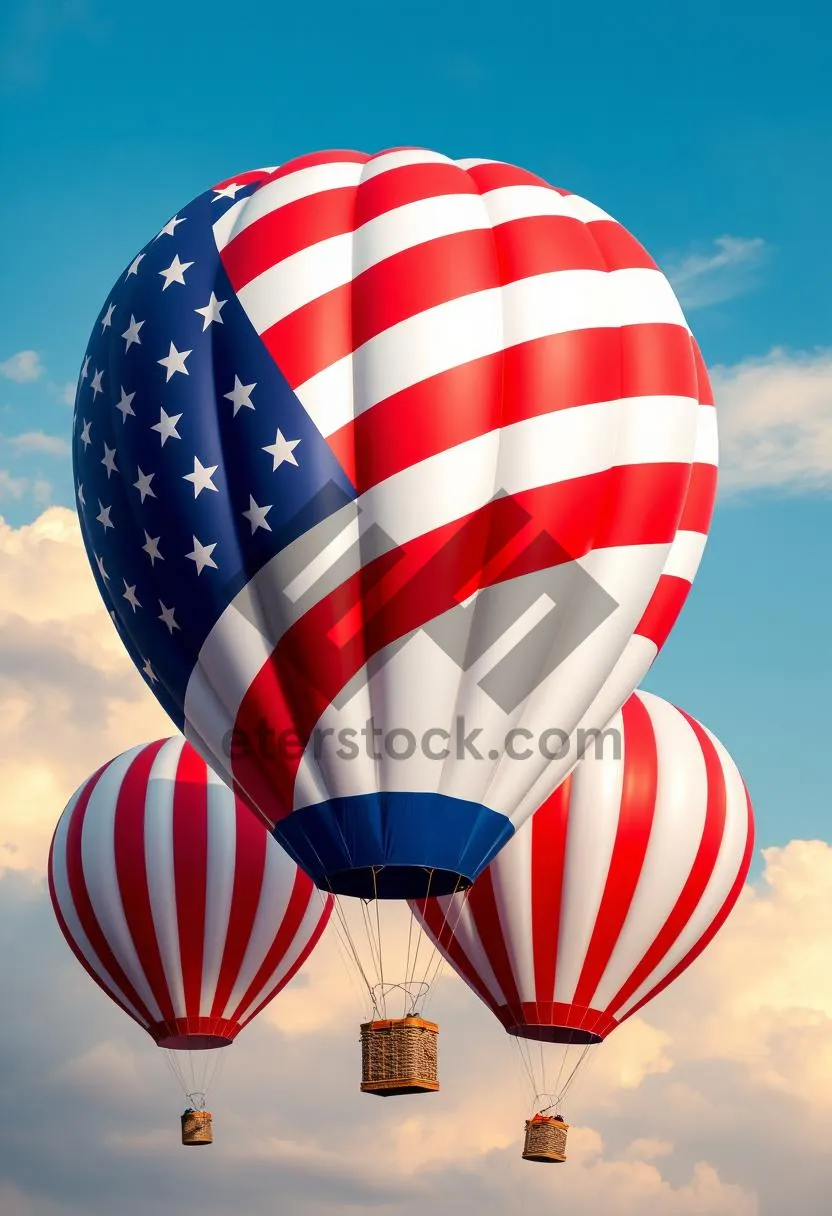 Picture of Colorful hot air balloon flying in the sky