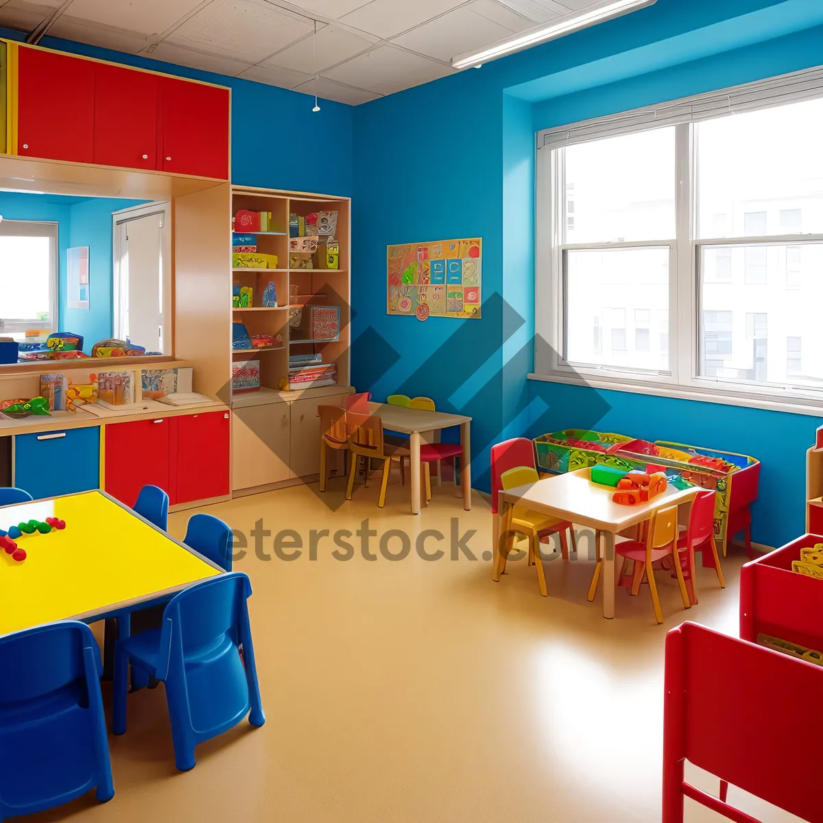 Picture of Modern Library Interior with Stylish Furniture and Wood Floors