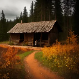 Rustic Countryside Barn in Serene Landscape