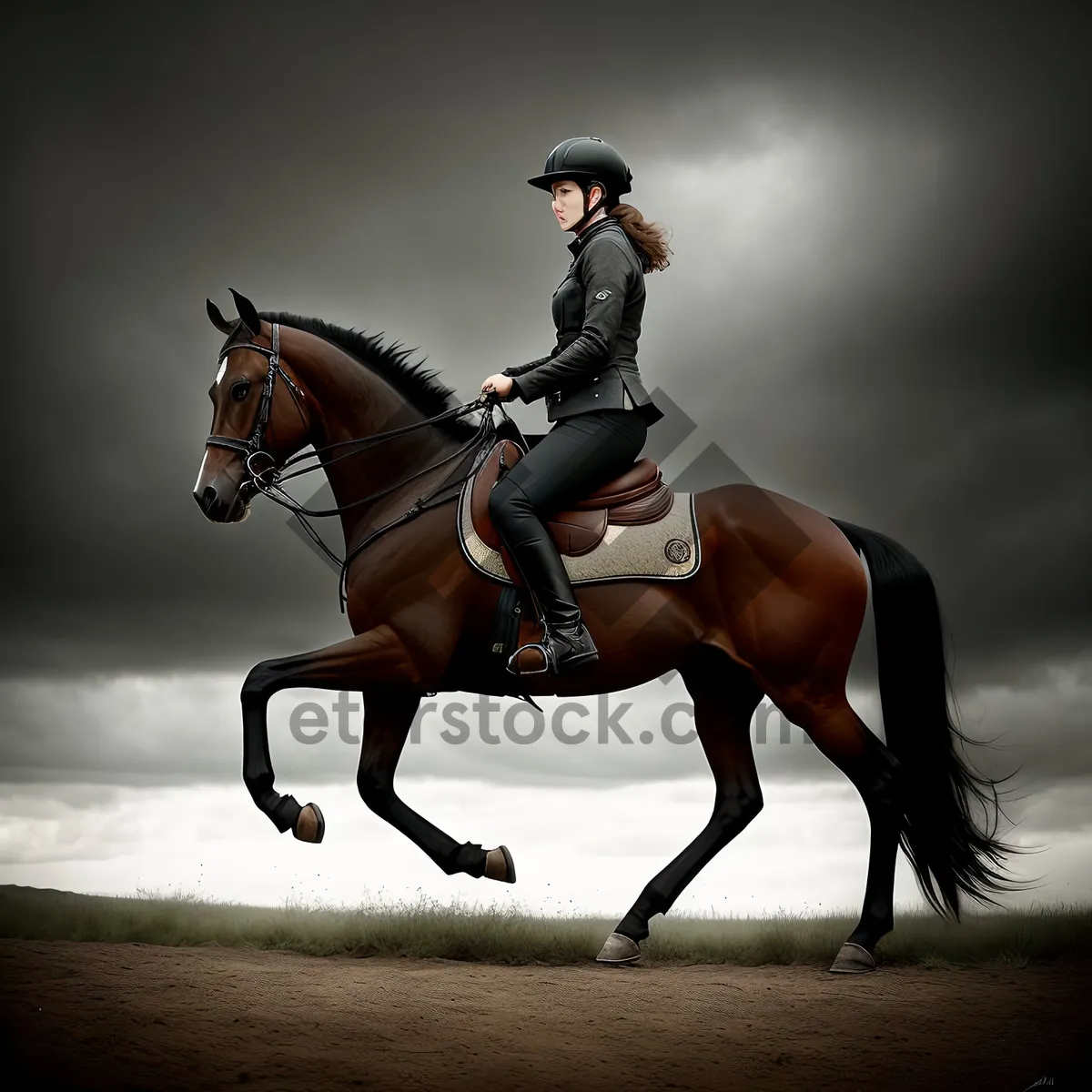 Picture of Equestrian Rider on Ranch Horseback
