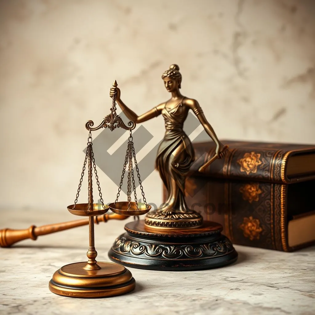 Picture of Golden justice scale symbolizing law and order