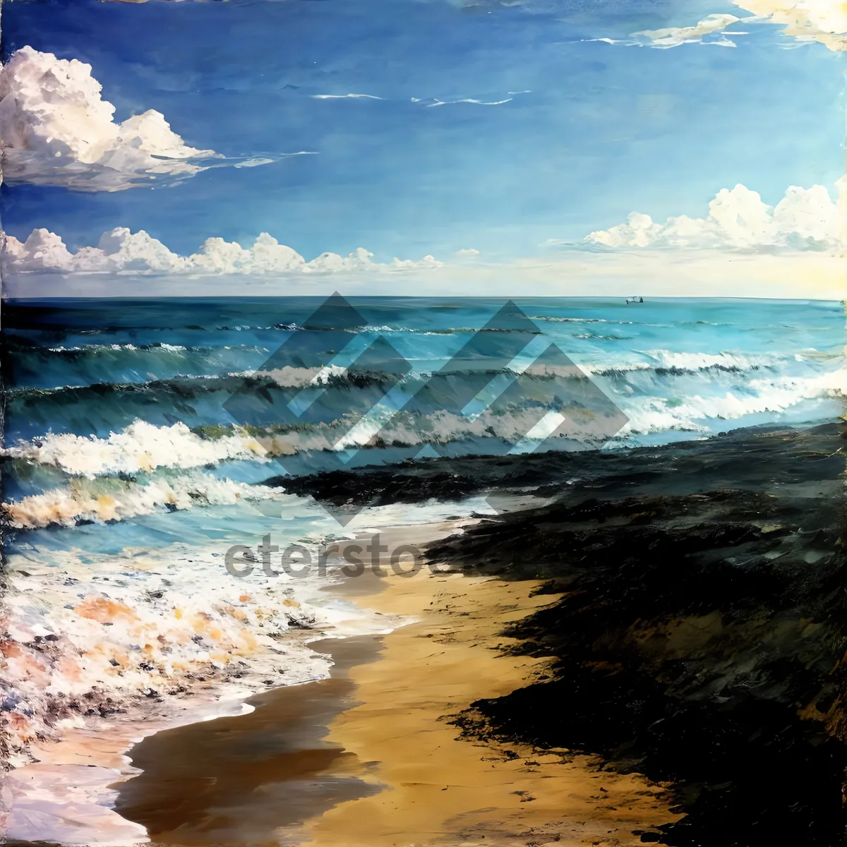 Picture of Serene Tropical Waves Along Idyllic Island Coastline
