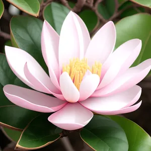 Pretty Pink Lotus Blossom in Garden Pond