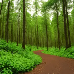 Sunny Path in Lush Forest