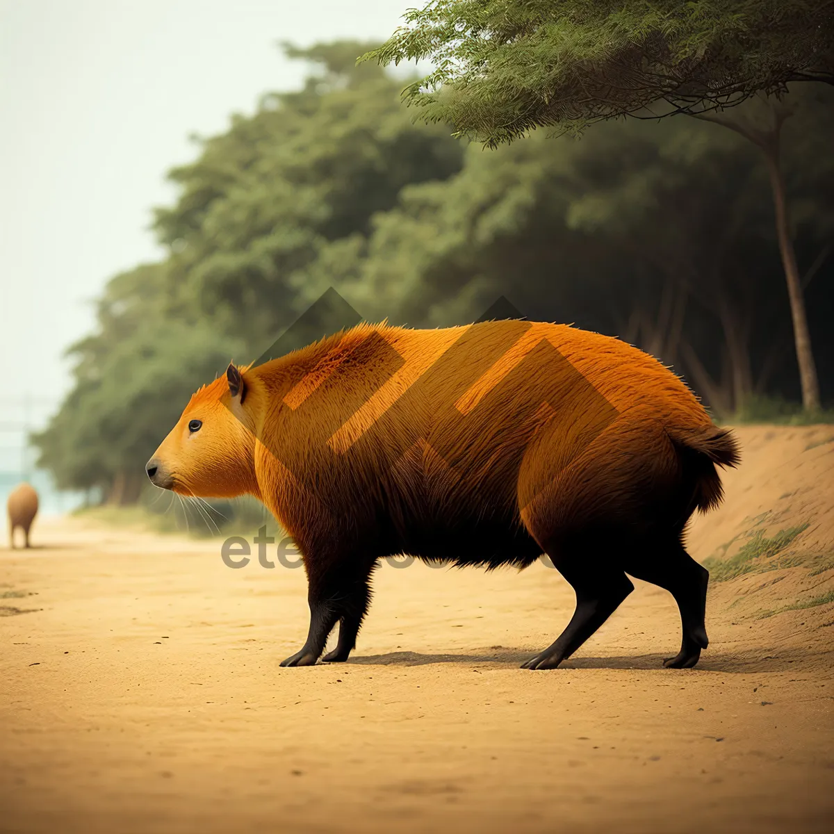 Picture of Wild Boar Taking a Stroll in the Grass