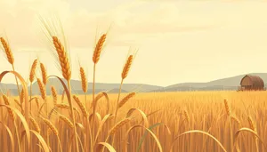 Golden Wheat Field in Sunny Countryside Landscape