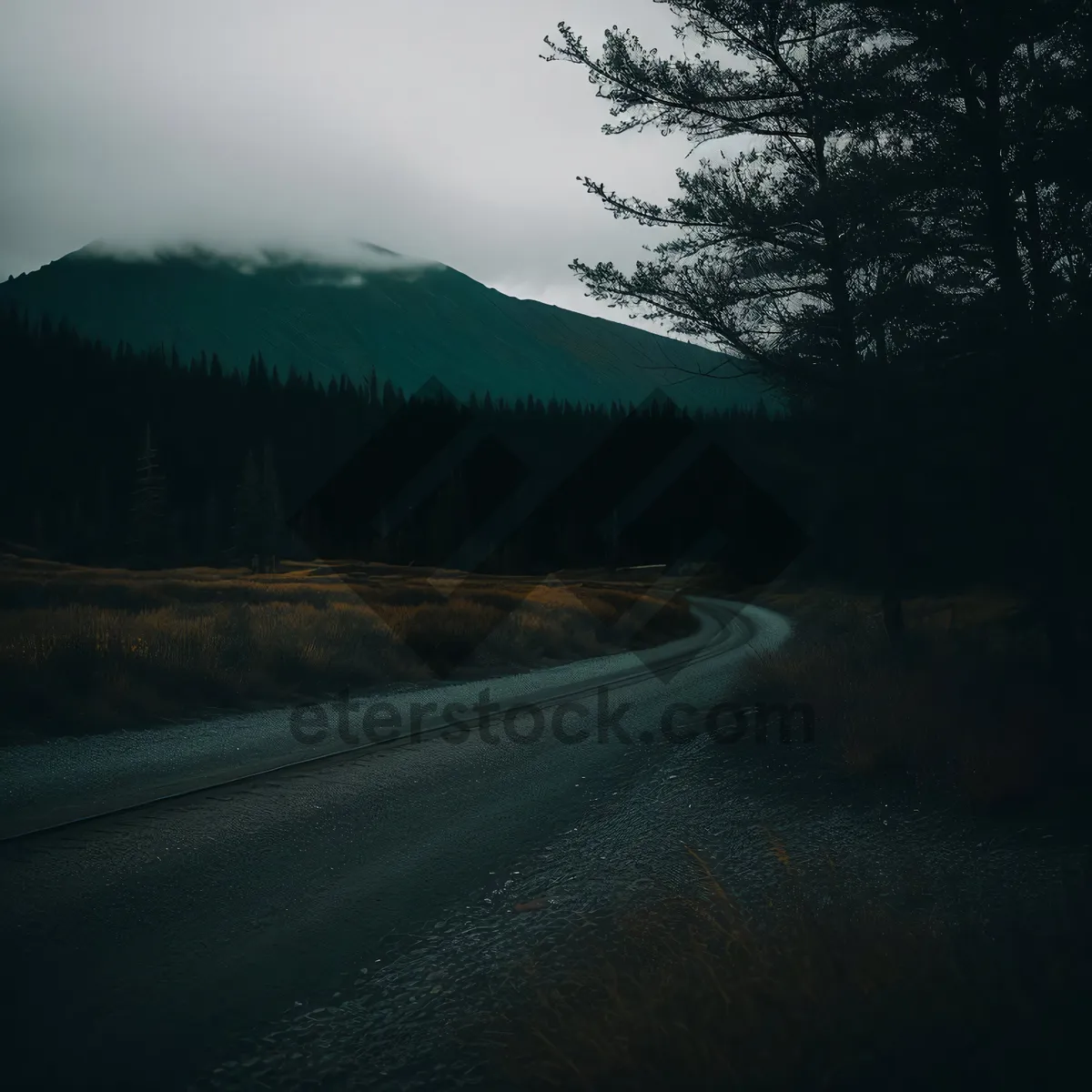 Picture of Scenic Mountain Highway Bend with Open Sky