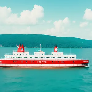 Luxury Ocean Liner on Tranquil Sunset Beach