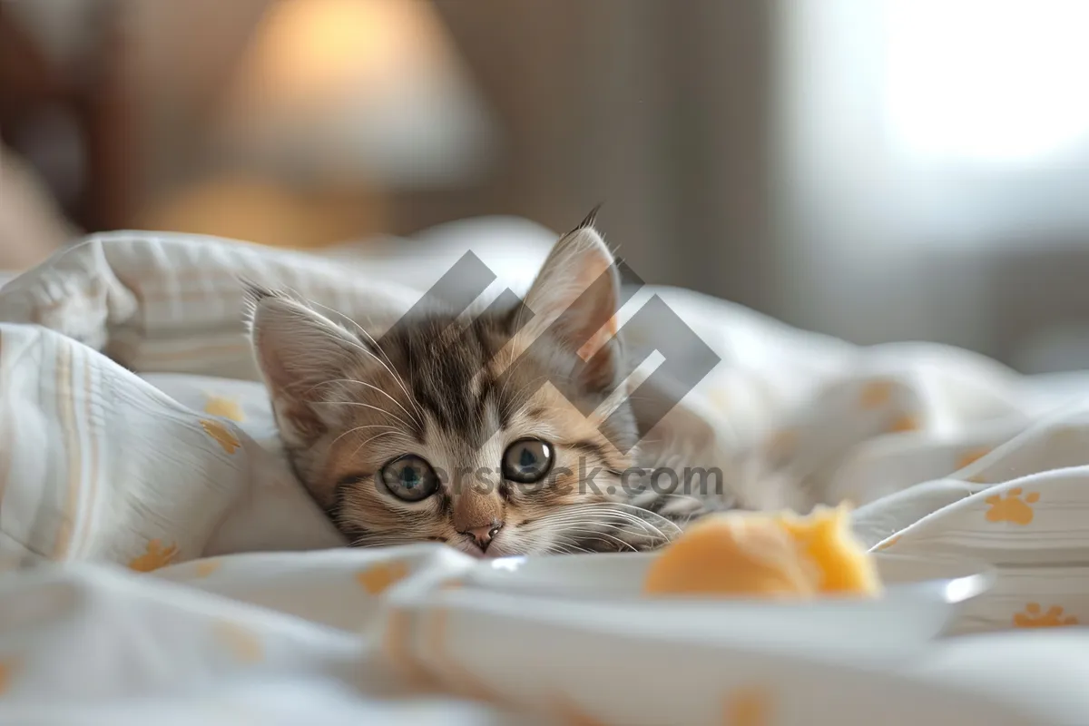 Picture of Charming Gray Kitten with Whiskers and Curious Eyes