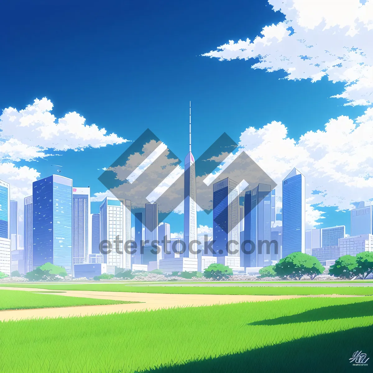 Picture of Idyllic Summer Landscape with Rolling Countryside