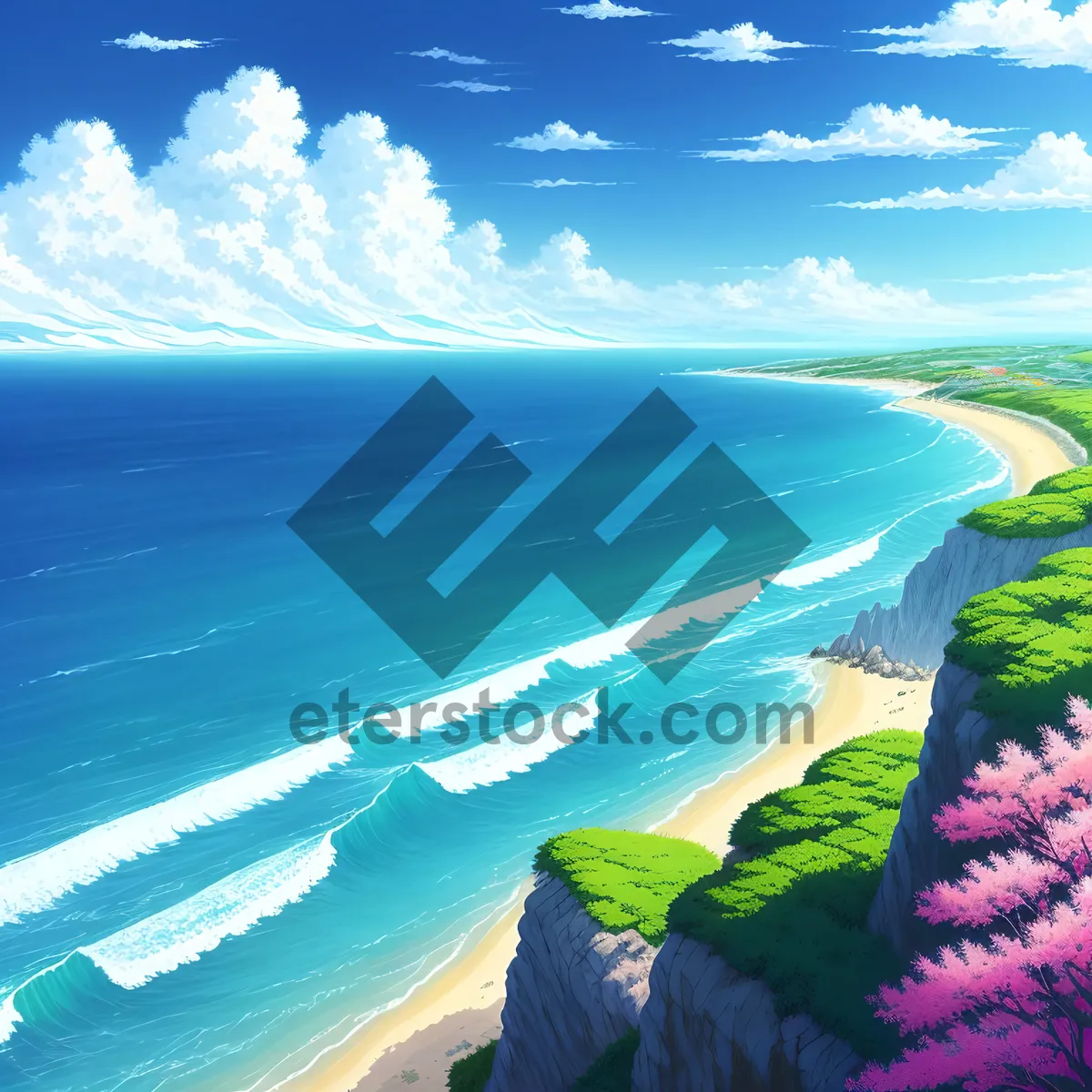 Picture of Tranquil Summer Beachscape Overlooking Ocean