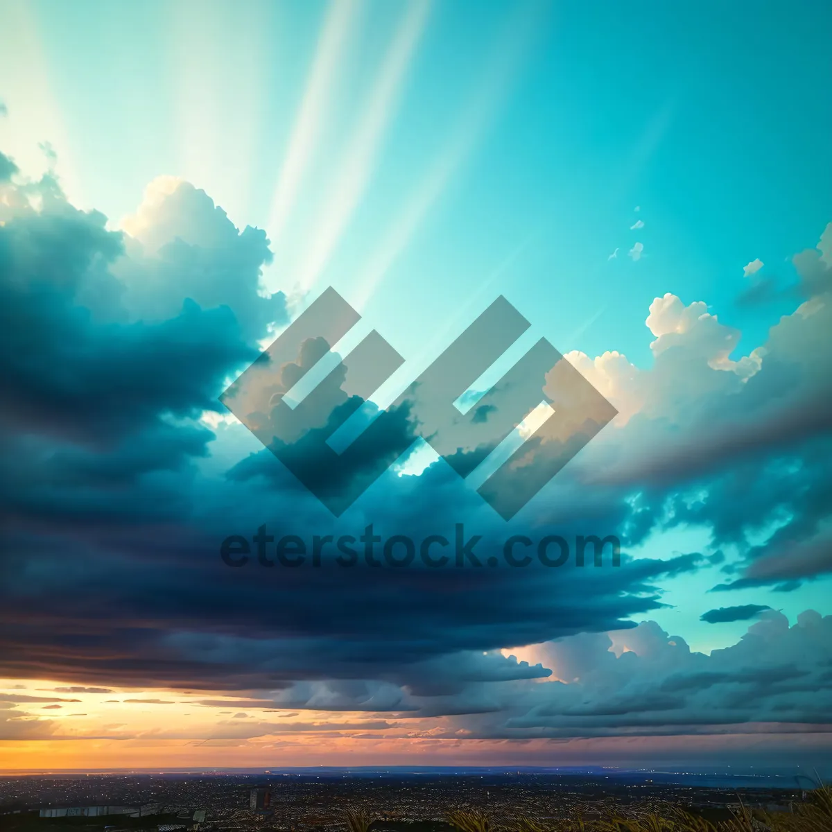 Picture of Vibrant Summer Cloudscape Illuminated by Sunlight