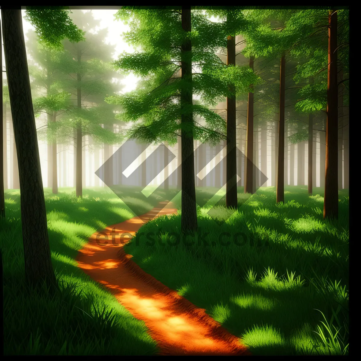 Picture of Sunlit Path Through Serene Forest