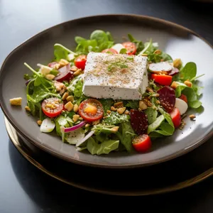 Vegetarian Gourmet Bowl with Fresh Vegetables and Cheese