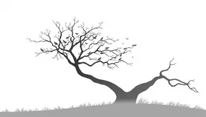 Black floral tree branch silhouette design art.