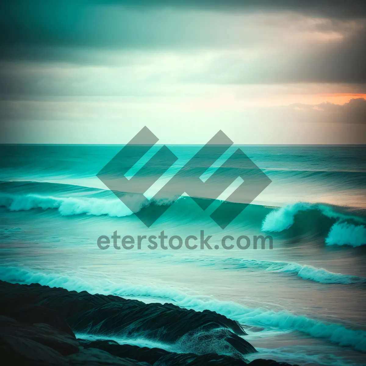 Picture of Serene Coastal Sunset on Turquoise Waters