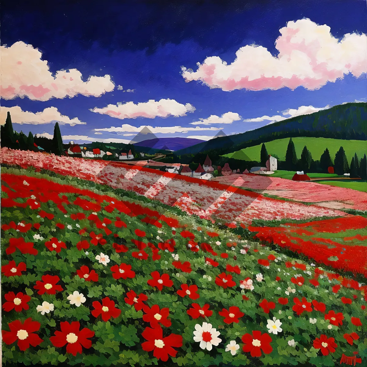 Picture of Vibrant Tulip Field Under Summer Sky