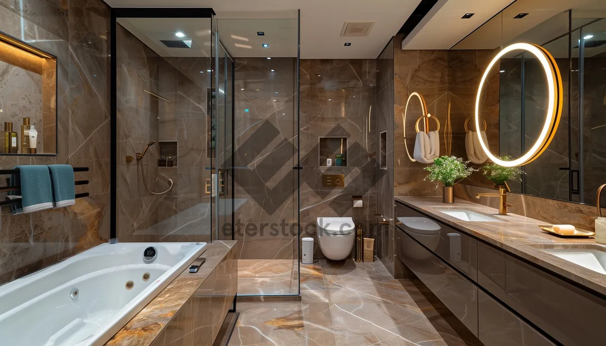 Picture of Modern luxury bathroom with clean design and wood accents