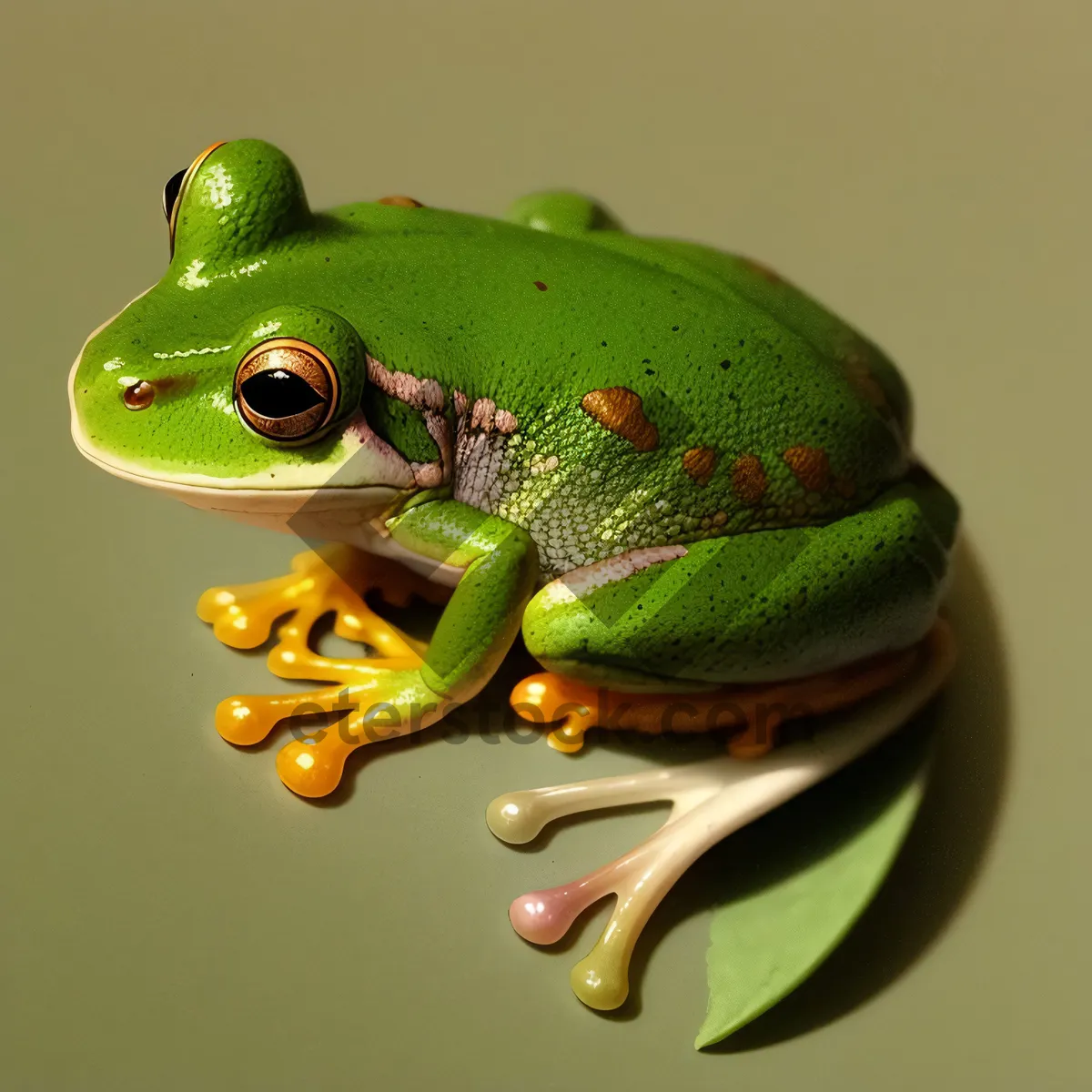 Picture of Vibrant-eyed Orange Tree Frog Peeking Out