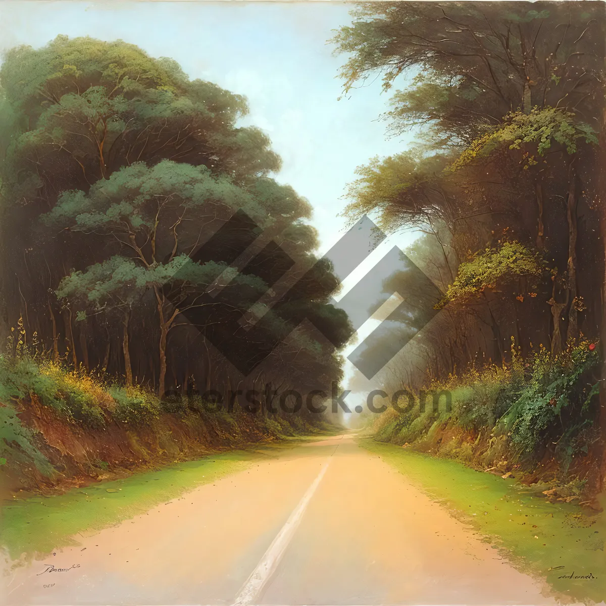 Picture of Serene Countryside Drive Under Open Sky