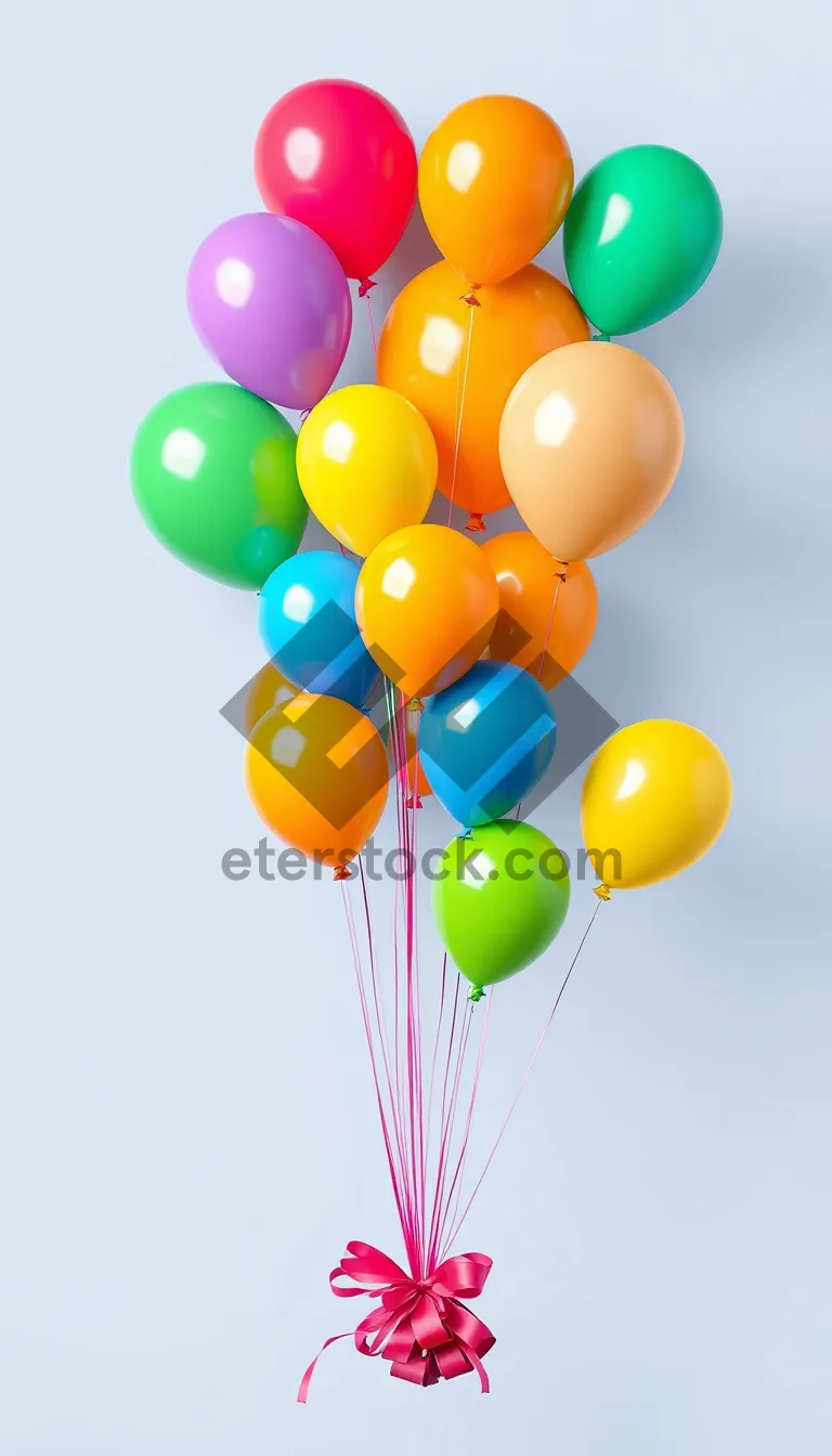 Picture of Colorful birthday party balloons in orange and yellow