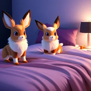 Cute Cartoon Bunny Rabbit on Quilt