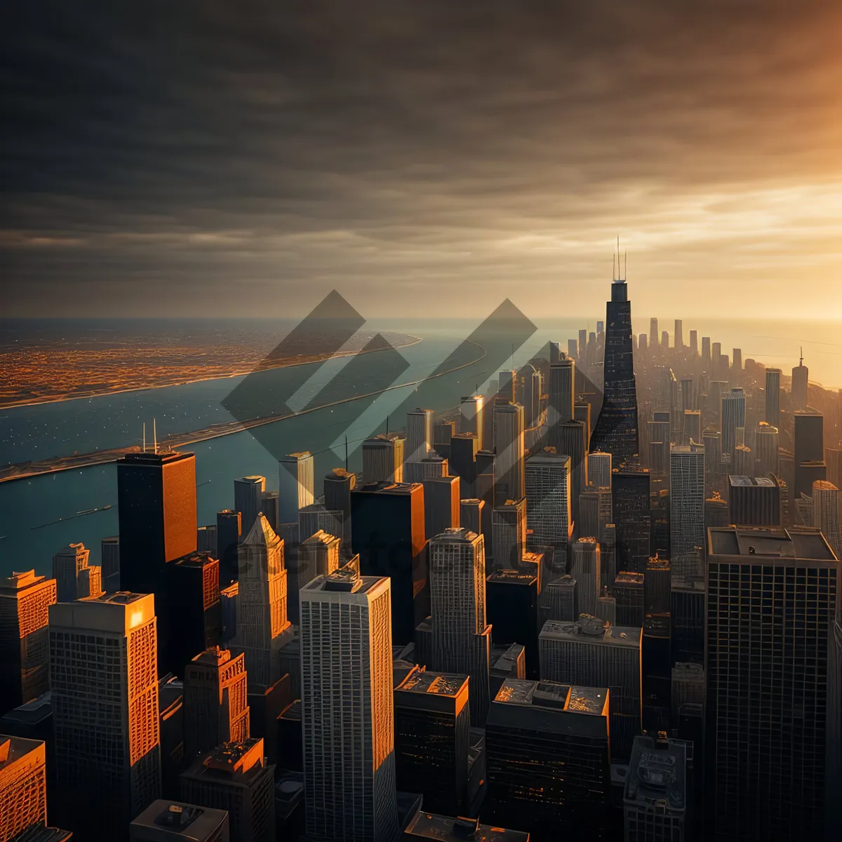 Picture of Urban Skyline at Sunset: A Glimpse of the Modern Metropolis