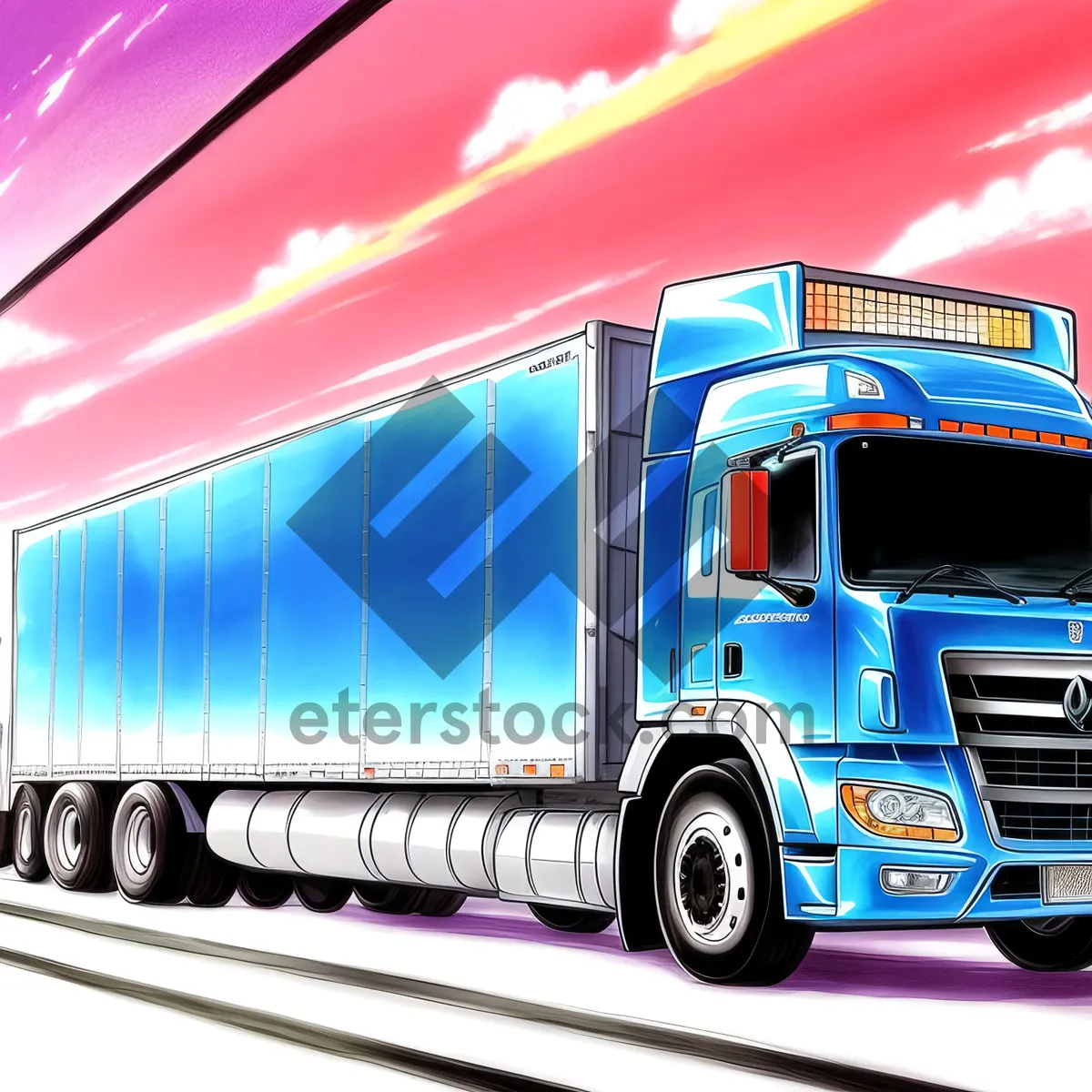 Picture of Highway Freight: Fast-moving truck delivering cargo