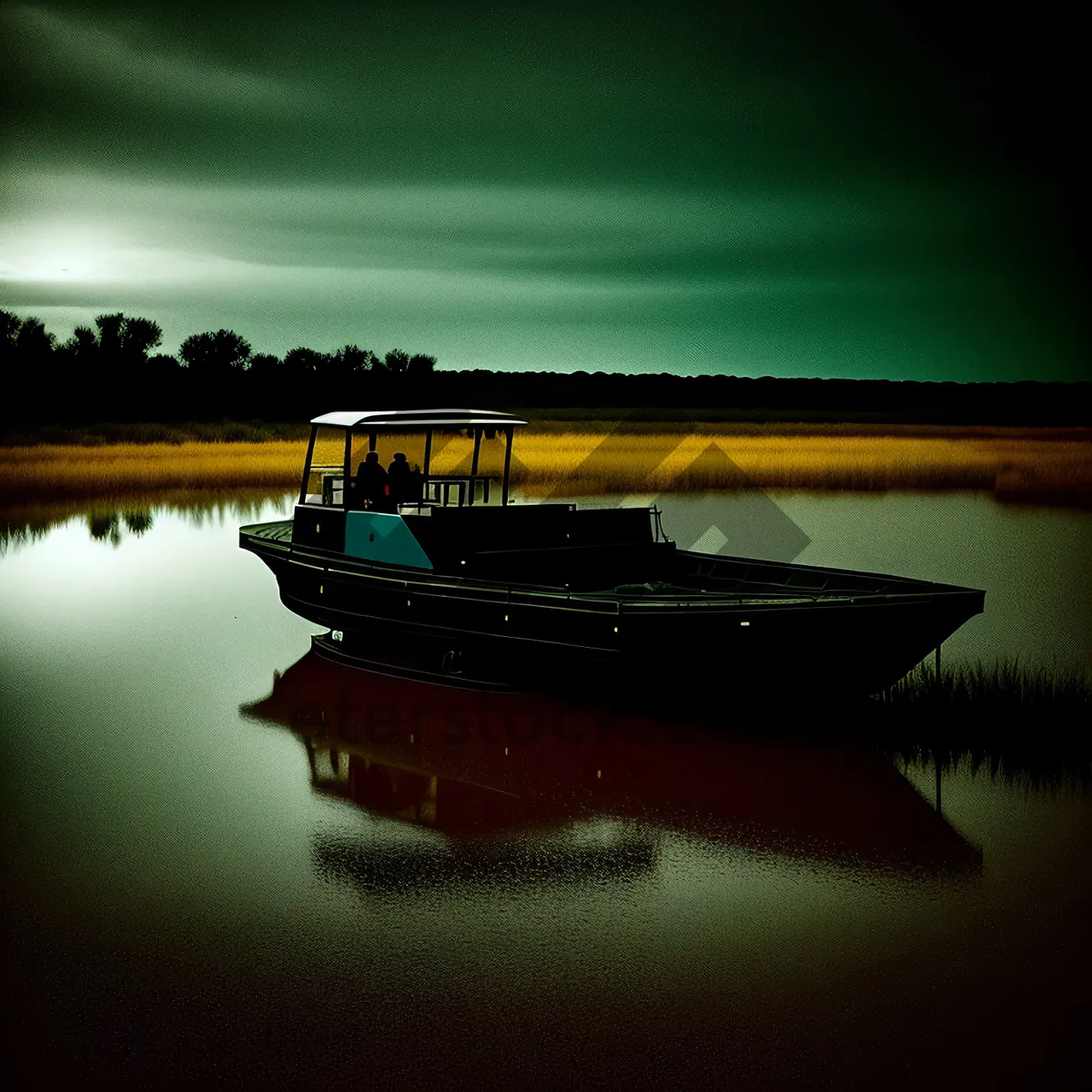 Picture of Sunset Speedboat on Reflective River