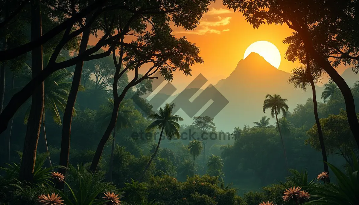 Picture of Tropical Sunset Silhouette by the Beach