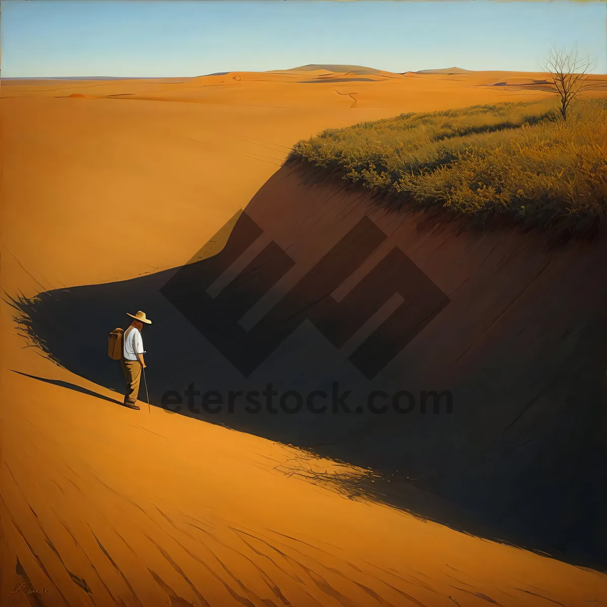 Picture of Sunset Dunes: Majestic Desert Landscape Under Orange Skies