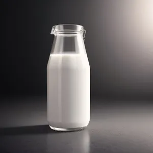 Refreshing Milk in Transparent Glass Bottle