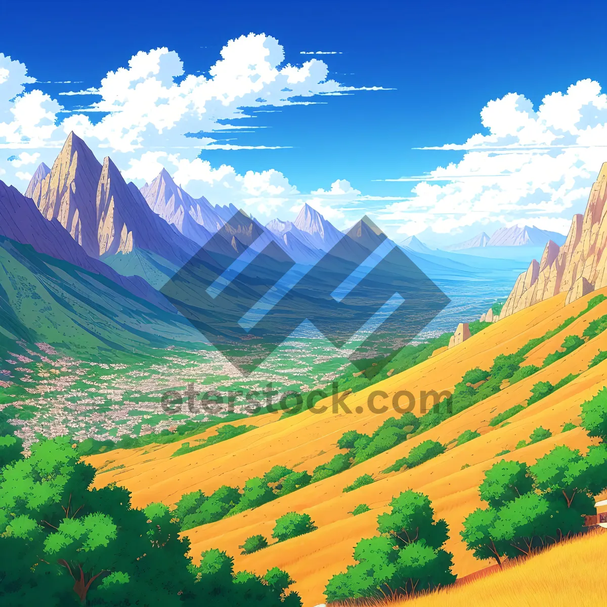 Picture of Serene Summer Meadow under Clear Blue Sky