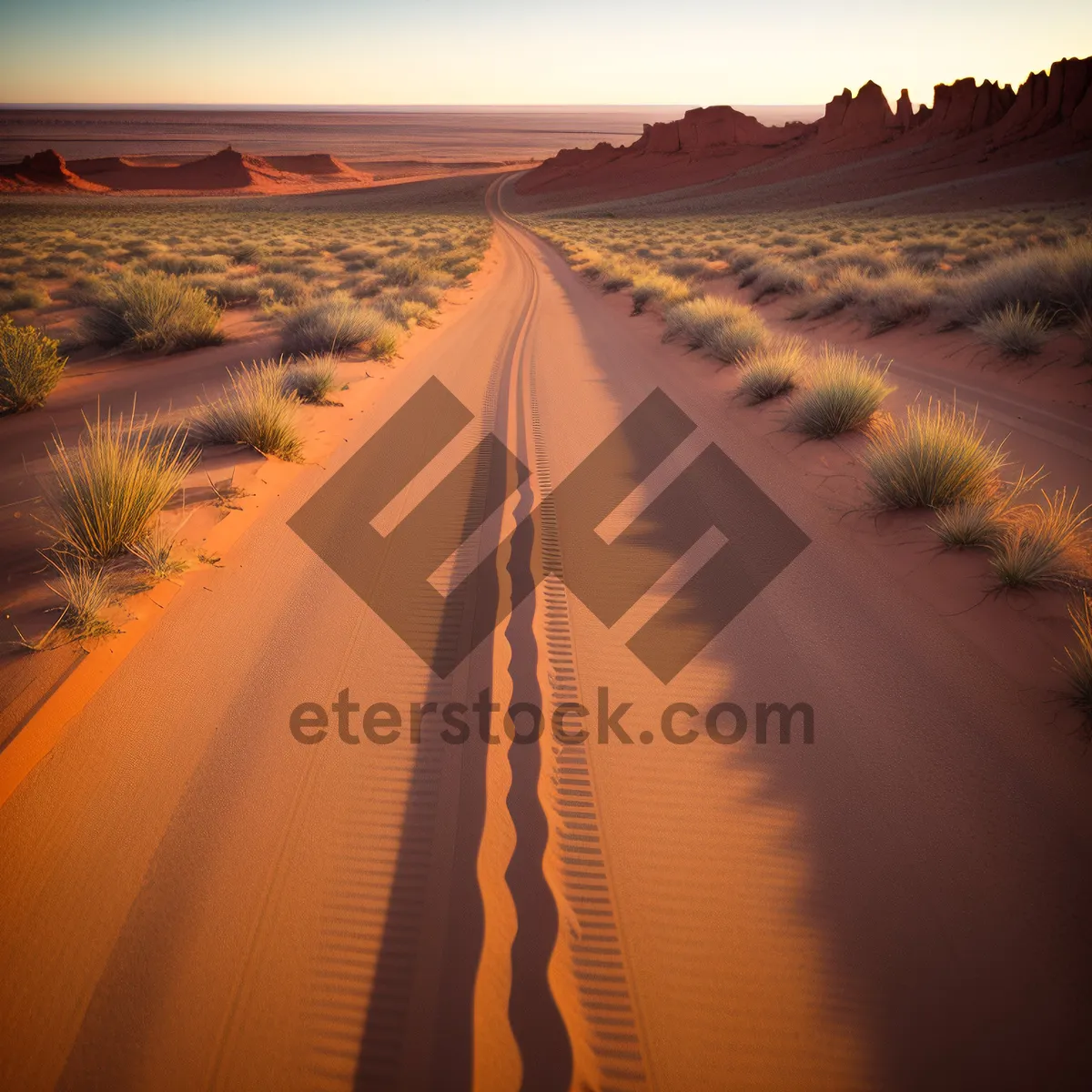 Picture of Endless Road Through Majestic Desert Mountains