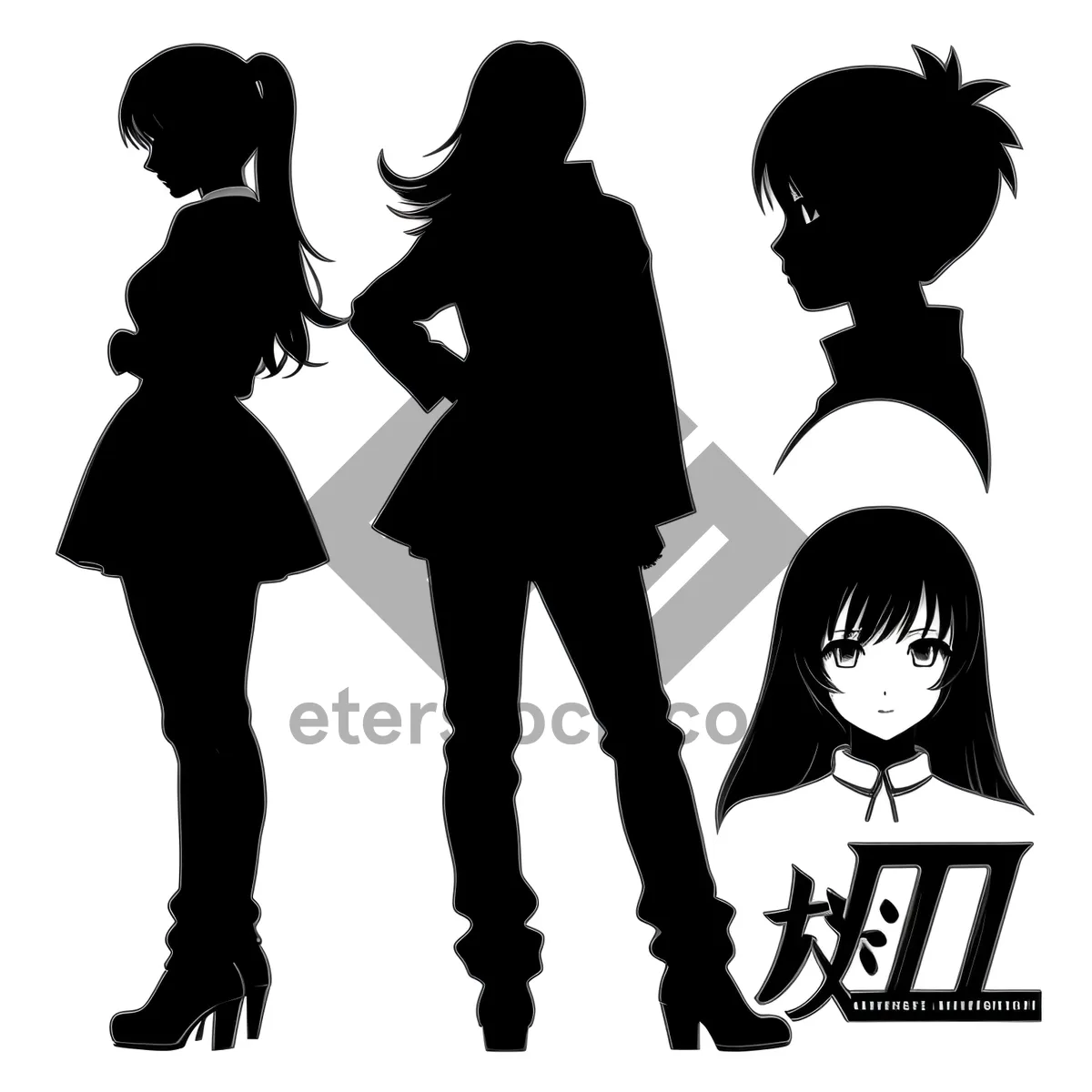 Picture of Group of Silhouetted Men and Women