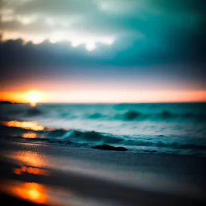 Vibrant Sunset Reflection on Tropical Beach