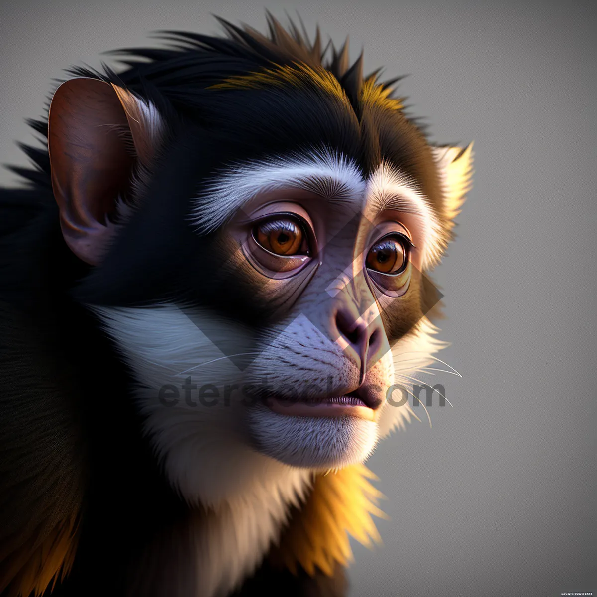 Picture of Cute Primate with Intense Gaze in Wild Portrait