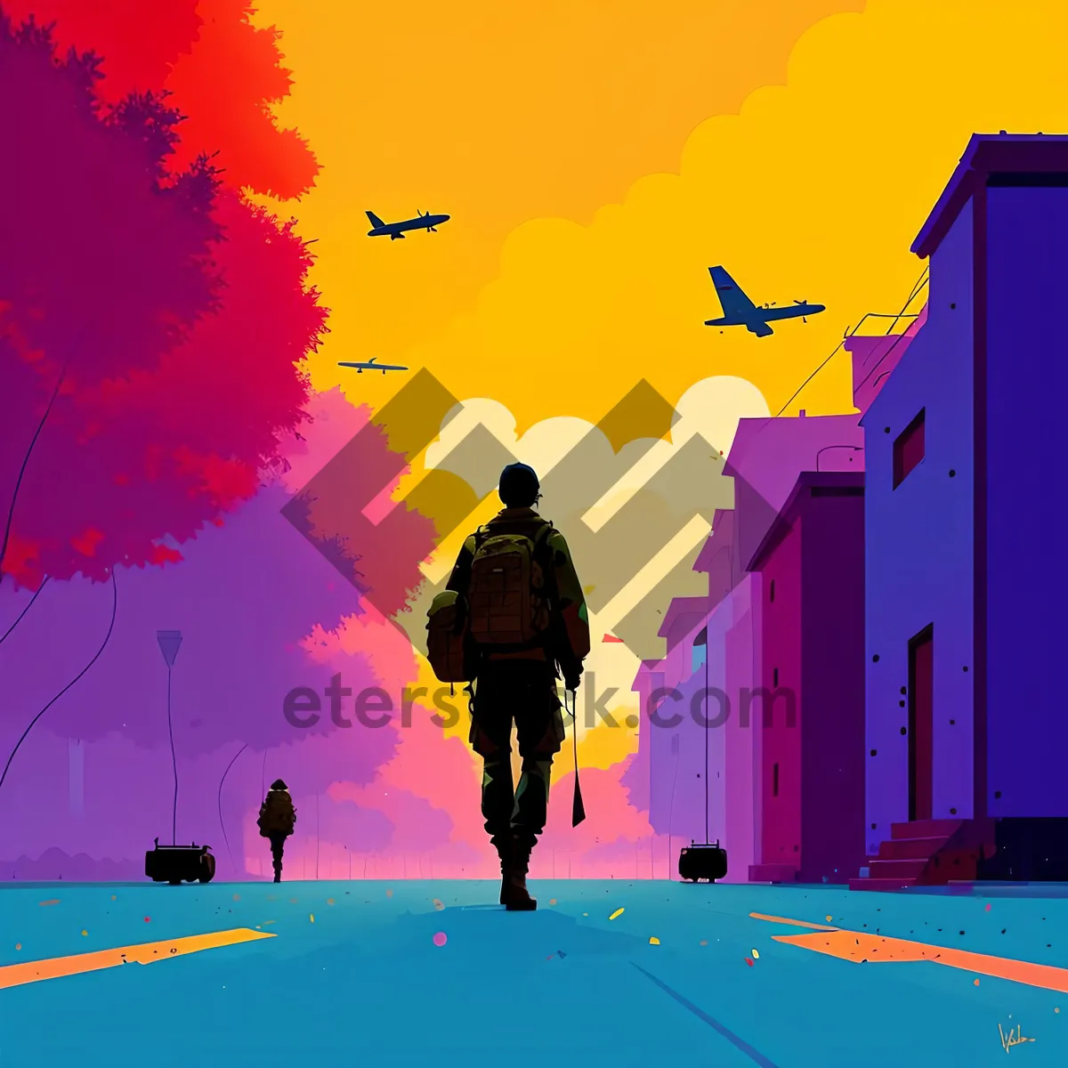 Picture of Vibrant Sunset Sports Silhouette